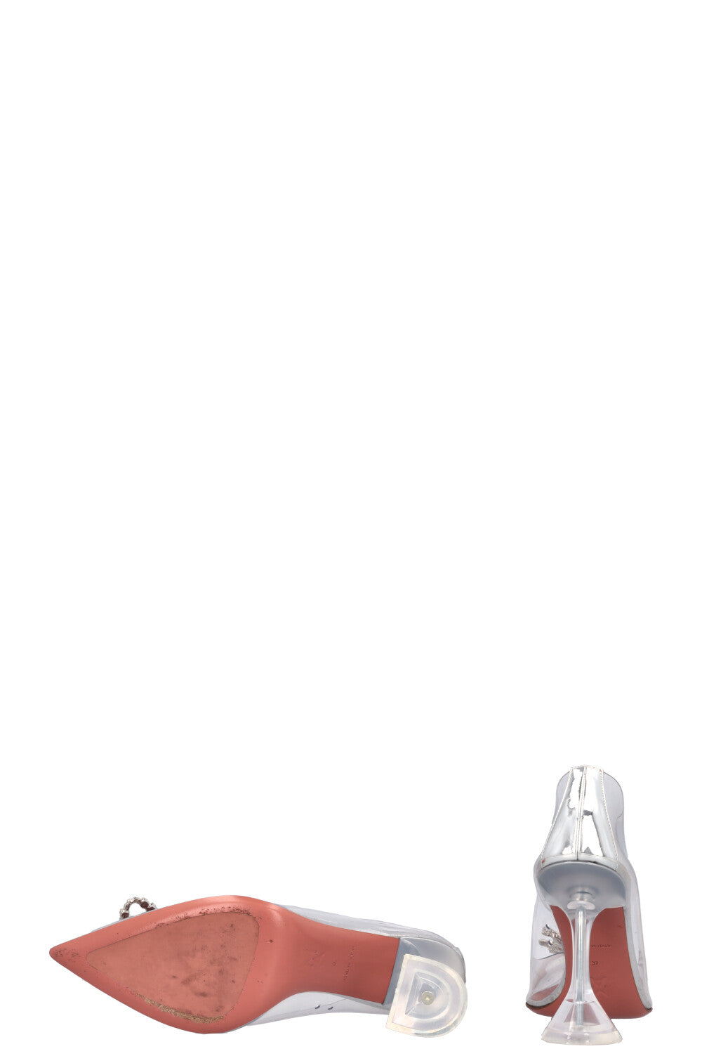 AMINA MUADDI Rosie Glass Sling Heels PVC