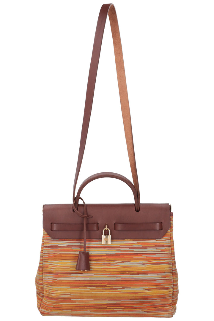 HERMÈS Vibrato Herbag 31 Leather Orange Multicolor