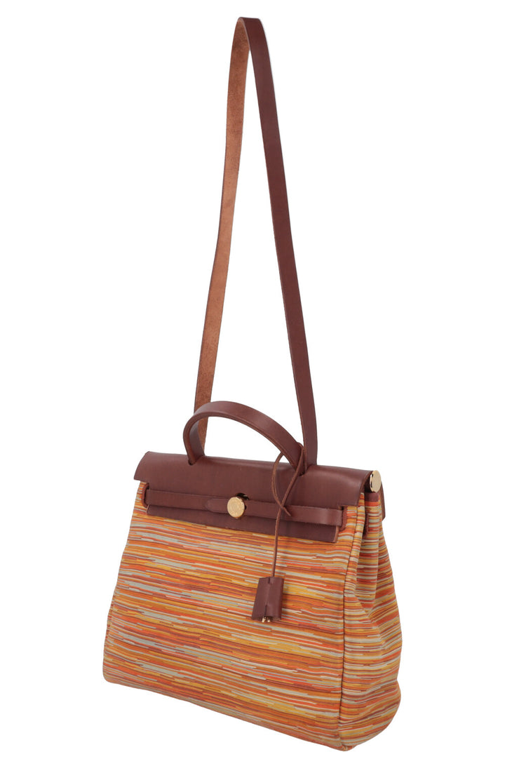 HERMÈS Vibrato Herbag 31 Leather Orange Multicolor