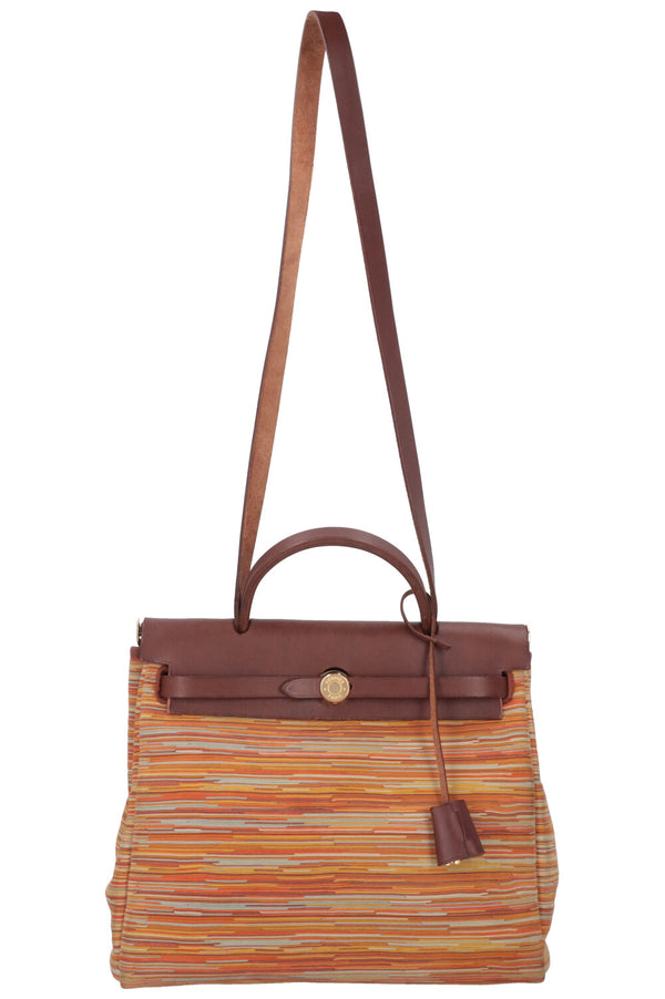 HERMÈS Vibrato Herbag 31 Leather Orange Multicolor