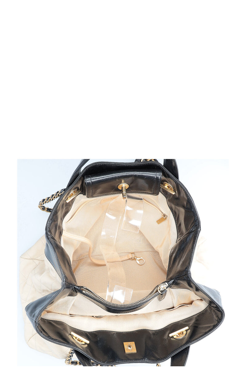 CHANEL In The Mix Shopping Tote Bag Beige Black
