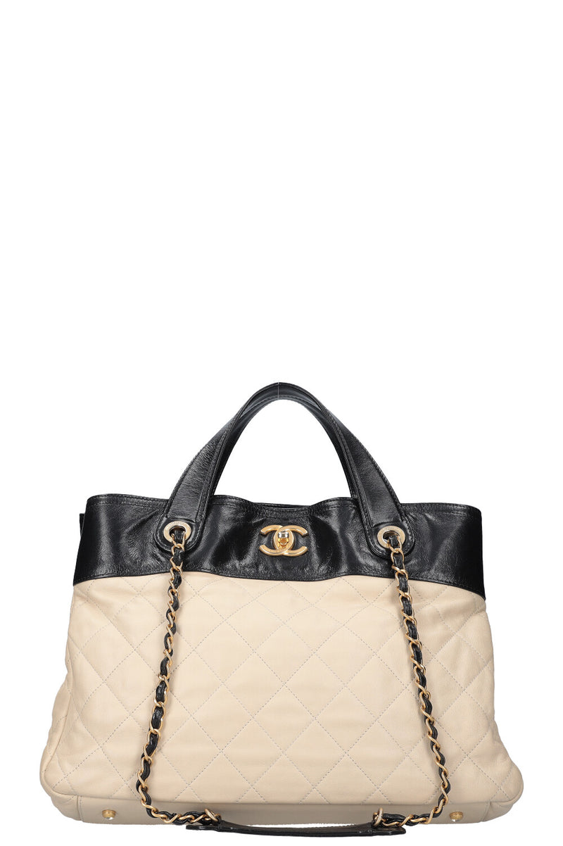 CHANEL In The Mix Shopping Tote Bag Beige Black 