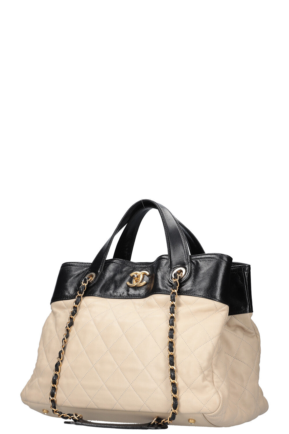 CHANEL In The Mix Shopping Tote Bag Beige Black