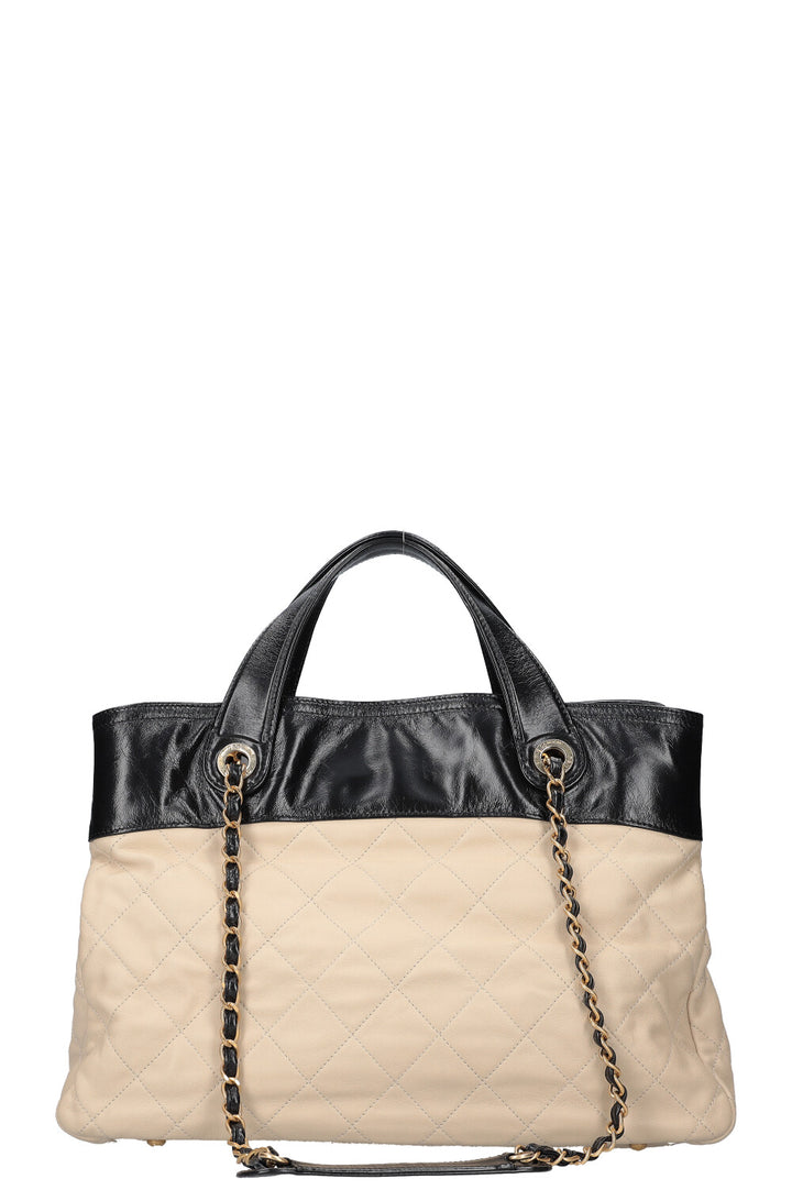 CHANEL In The Mix Shopping Tote Bag Beige Black