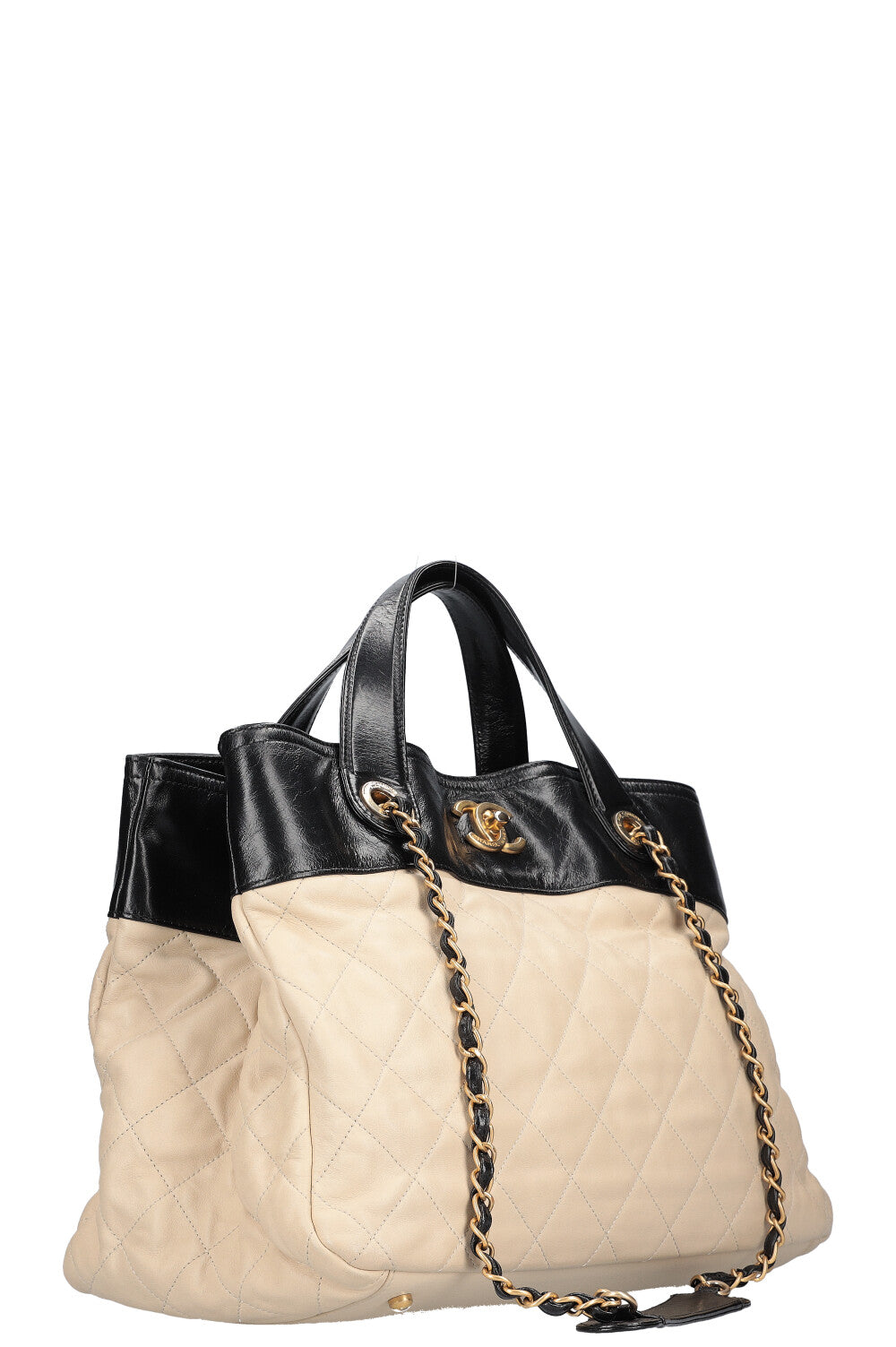 CHANEL In The Mix Shopping Tote Bag Beige Black