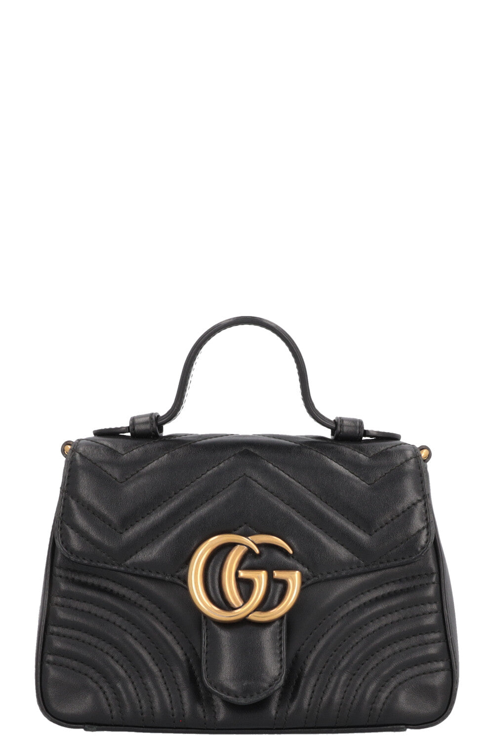 GUCCI Marmont Top Handle Flap Bag Small Black