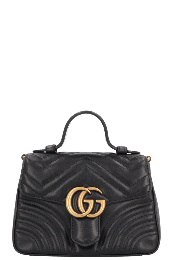 GUCCI Marmont Top Handle Flap Bag Small Black