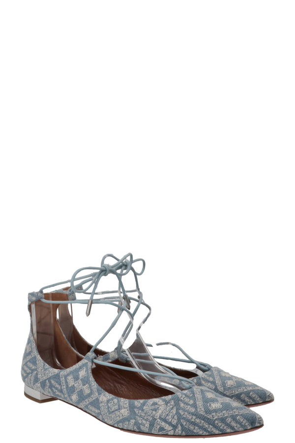 AQUAZZURA Christy Ballerina Flats Denim Blue