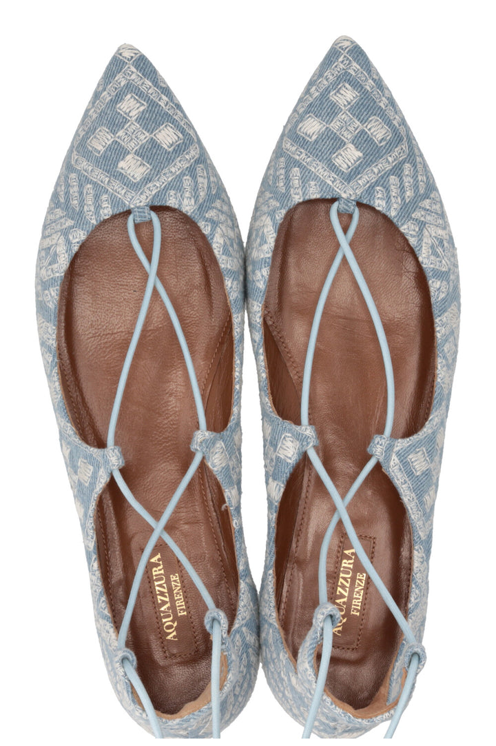 AQUAZZURA Christy Ballerines Bleu denim