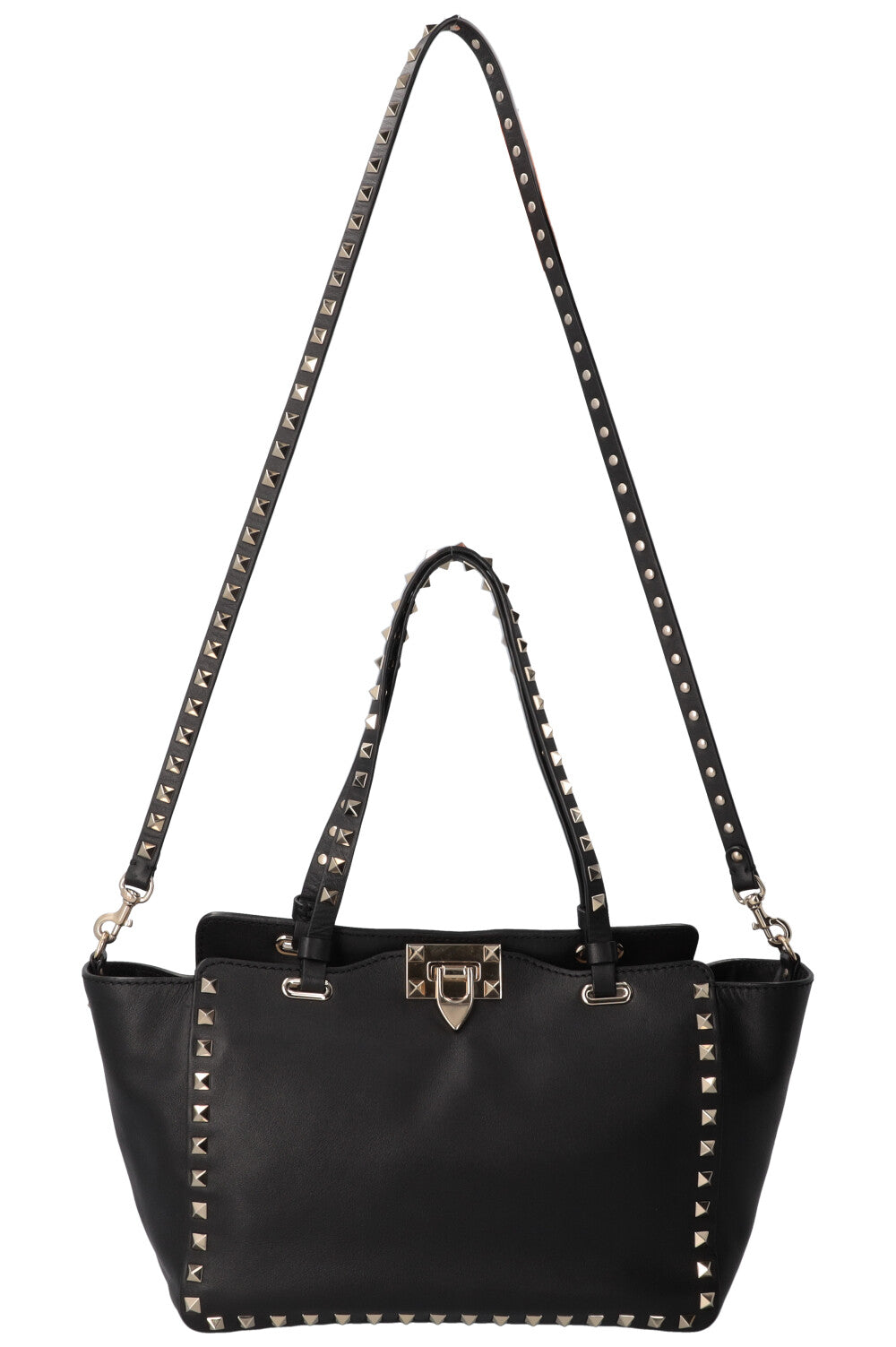 VALENTINO Small Rockstud Tote Bag Leather Black