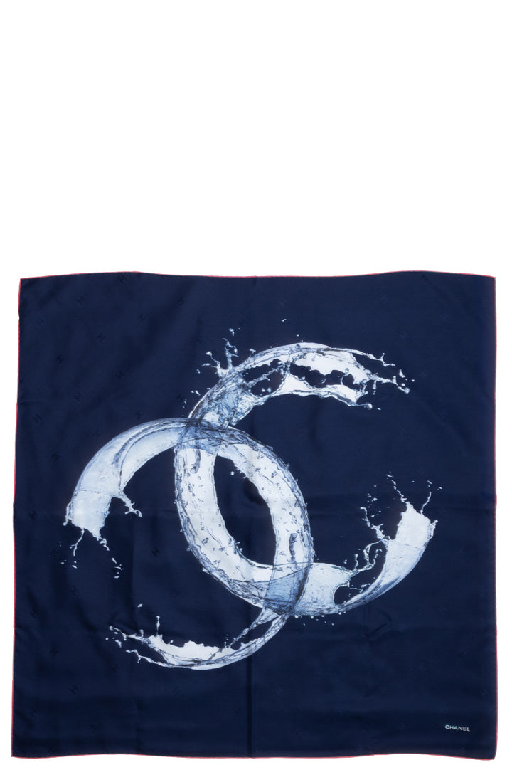 CHANEL CC Scarf Silk Navy