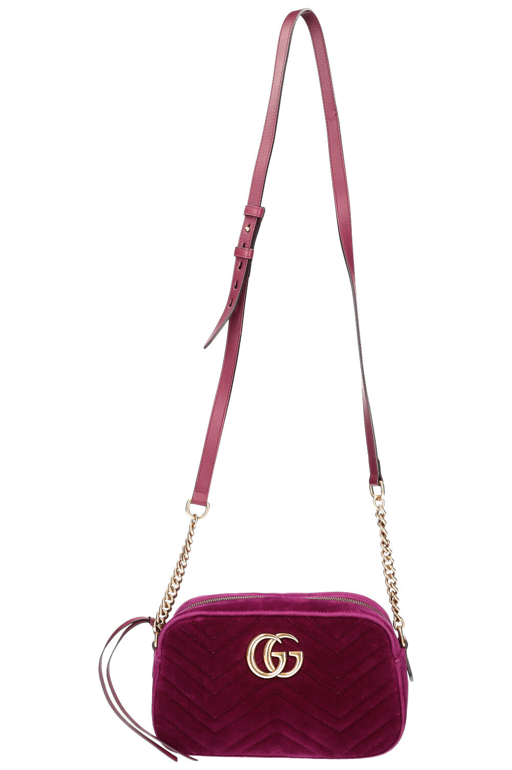 GUCCI Marmont Camera Bag Velvet Fuchsia