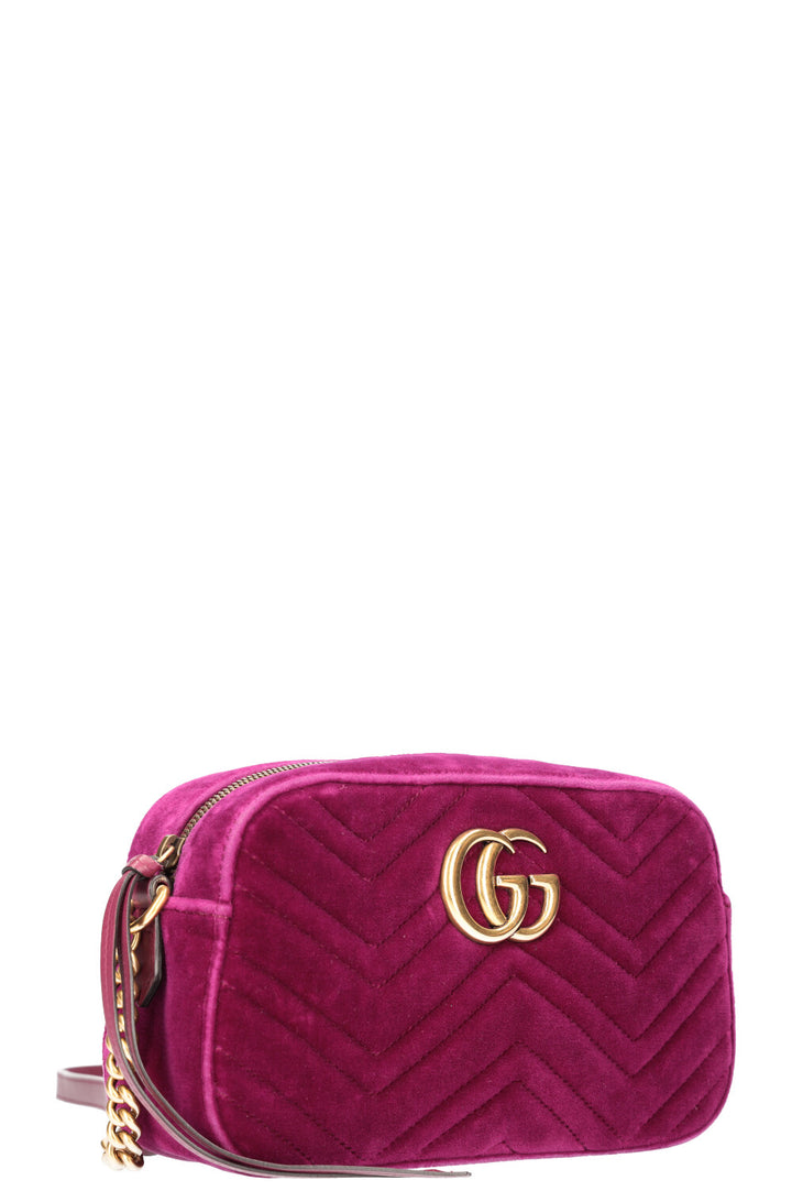 GUCCI Marmont Camera Bag Velvet Fuchsia