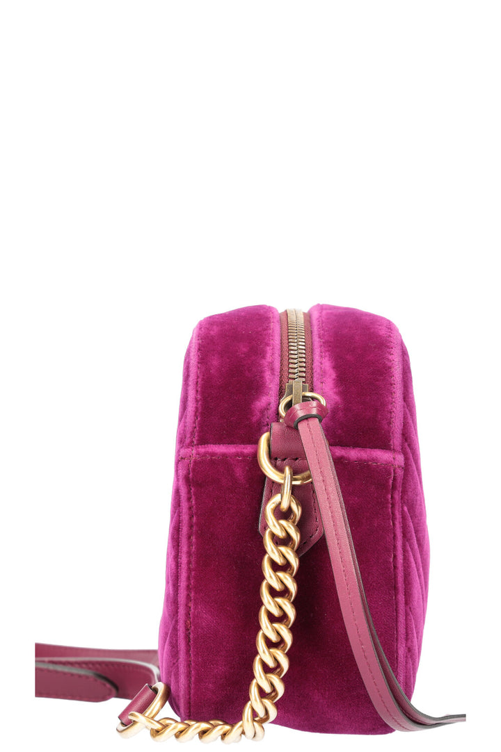 GUCCI Marmont Camera Bag Velvet Fuchsia