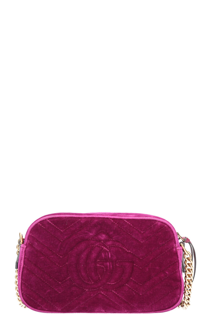 GUCCI Marmont Camera Bag Velvet Fuchsia