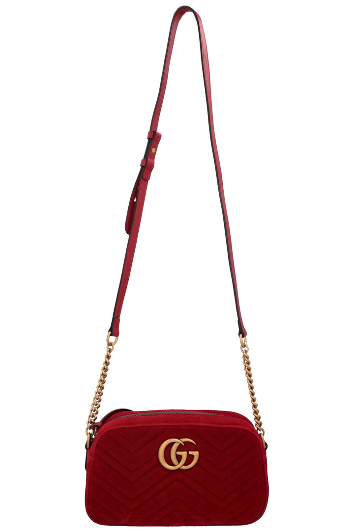 Sac bandoulière matelassé GUCCI Marmont en velours rouge