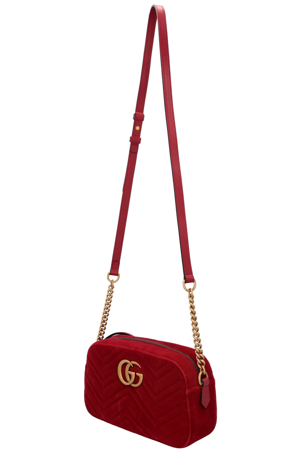 Sac bandoulière matelassé GUCCI Marmont en velours rouge