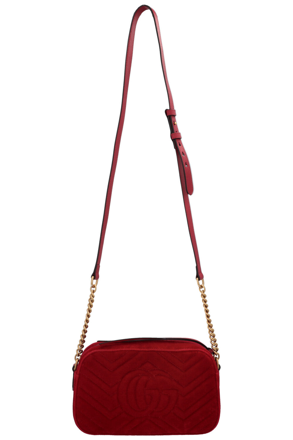 Sac bandoulière matelassé GUCCI Marmont en velours rouge