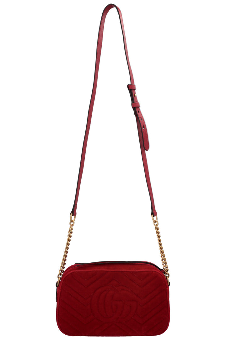 Sac bandoulière matelassé GUCCI Marmont en velours rouge