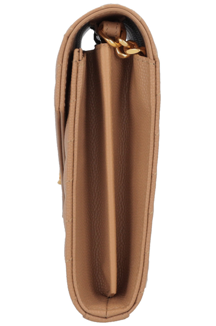 SAINT LAURENT Portefeuille Classique Cassandre Chaîne Cuir Beige