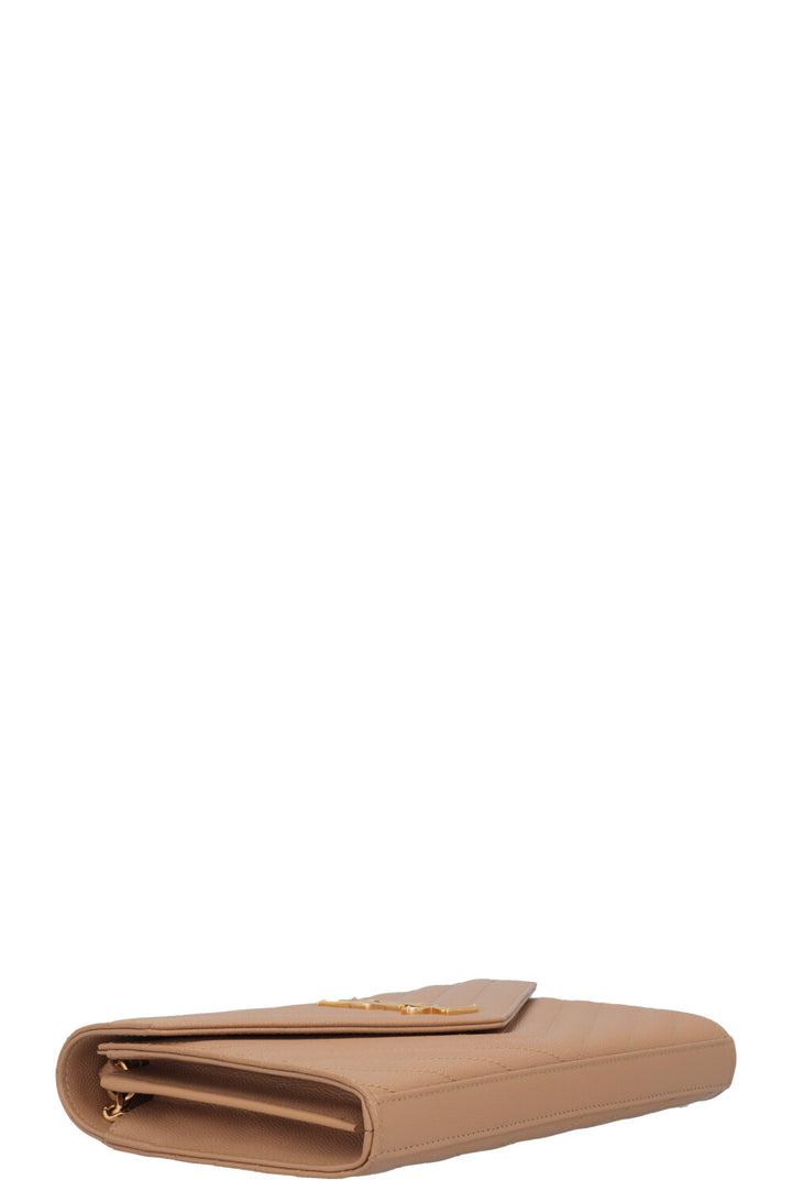 SAINT LAURENT Portefeuille Classique Cassandre Chaîne Cuir Beige
