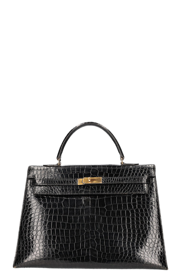 HERMÈS Kelly 35 Porosus Black