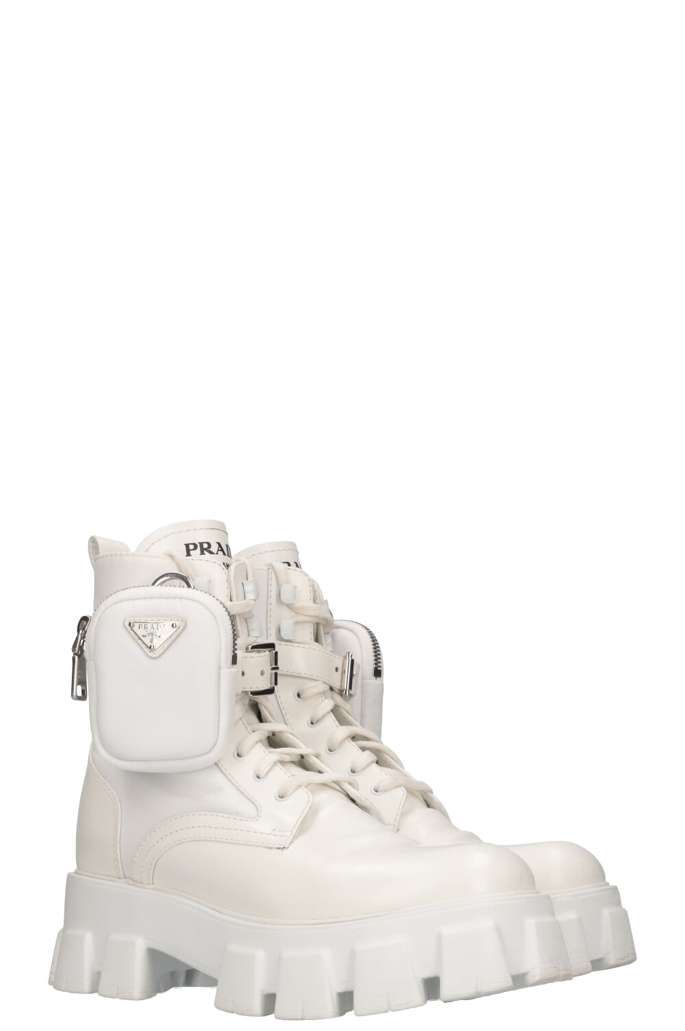 PRADA Monolith Boots White Nylon