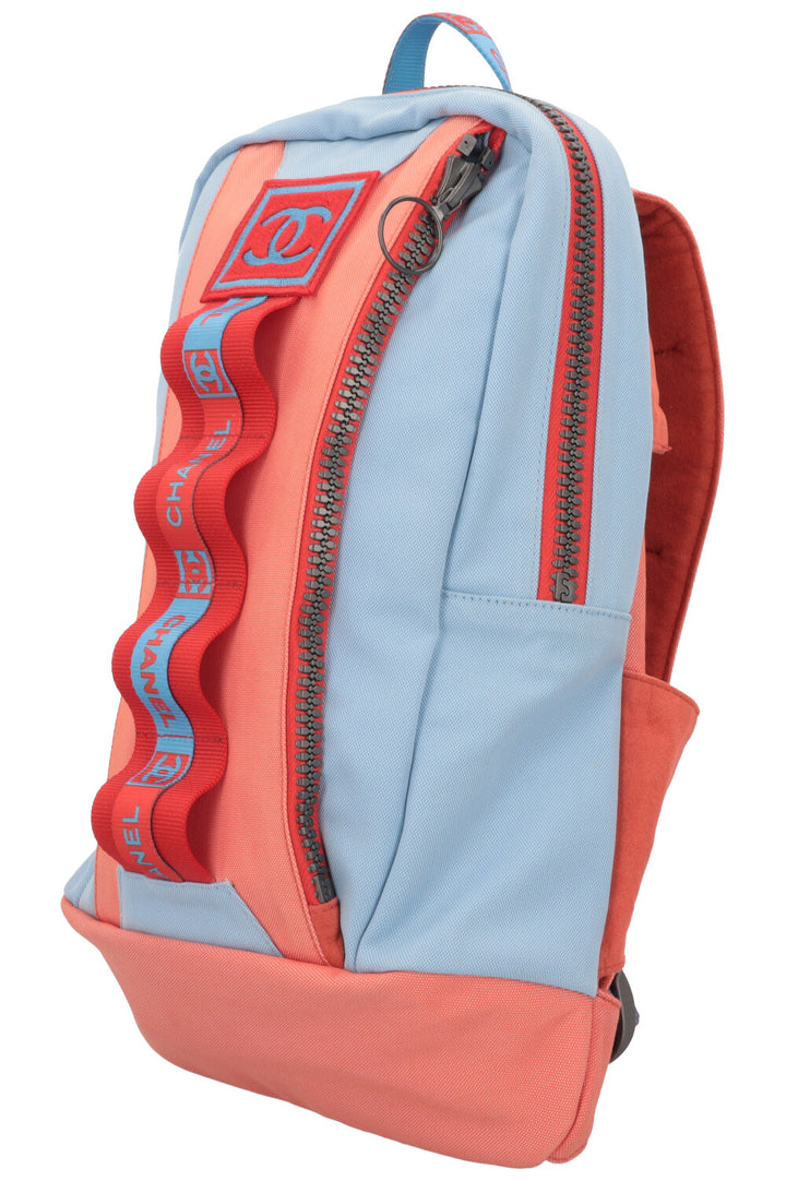 CHANEL Nylon Backpack Blue Orange