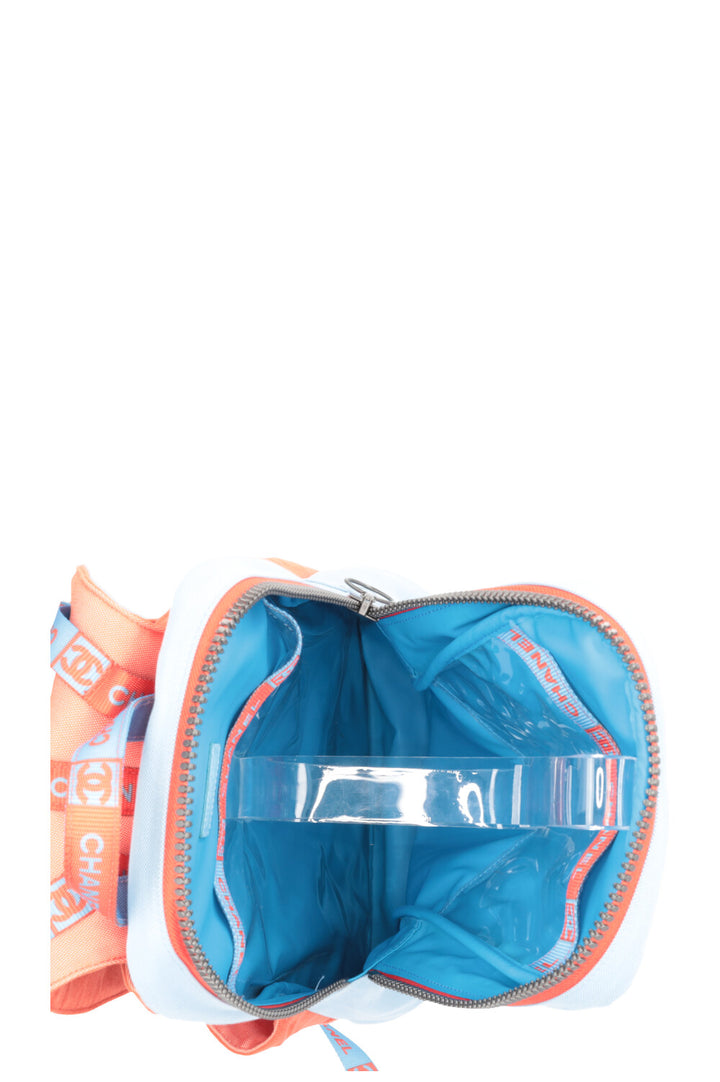 CHANEL Nylon Backpack Blue Orange