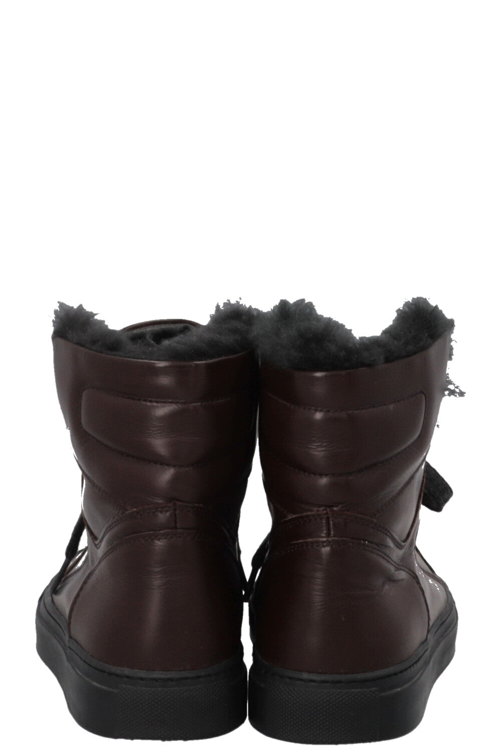 BRUNELLO CUCINELLI High Top Strass Fur Sneakers Leather Brown