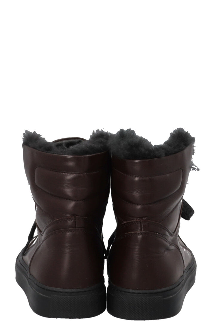 BRUNELLO CUCINELLI High Top Strass Fur Sneakers Leather Brown