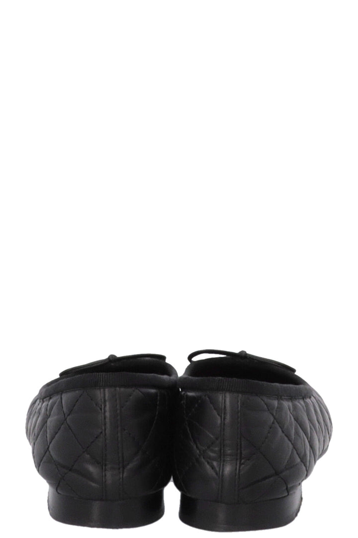 CHANEL Quilted CC Classic Ballet Flats Leather Black