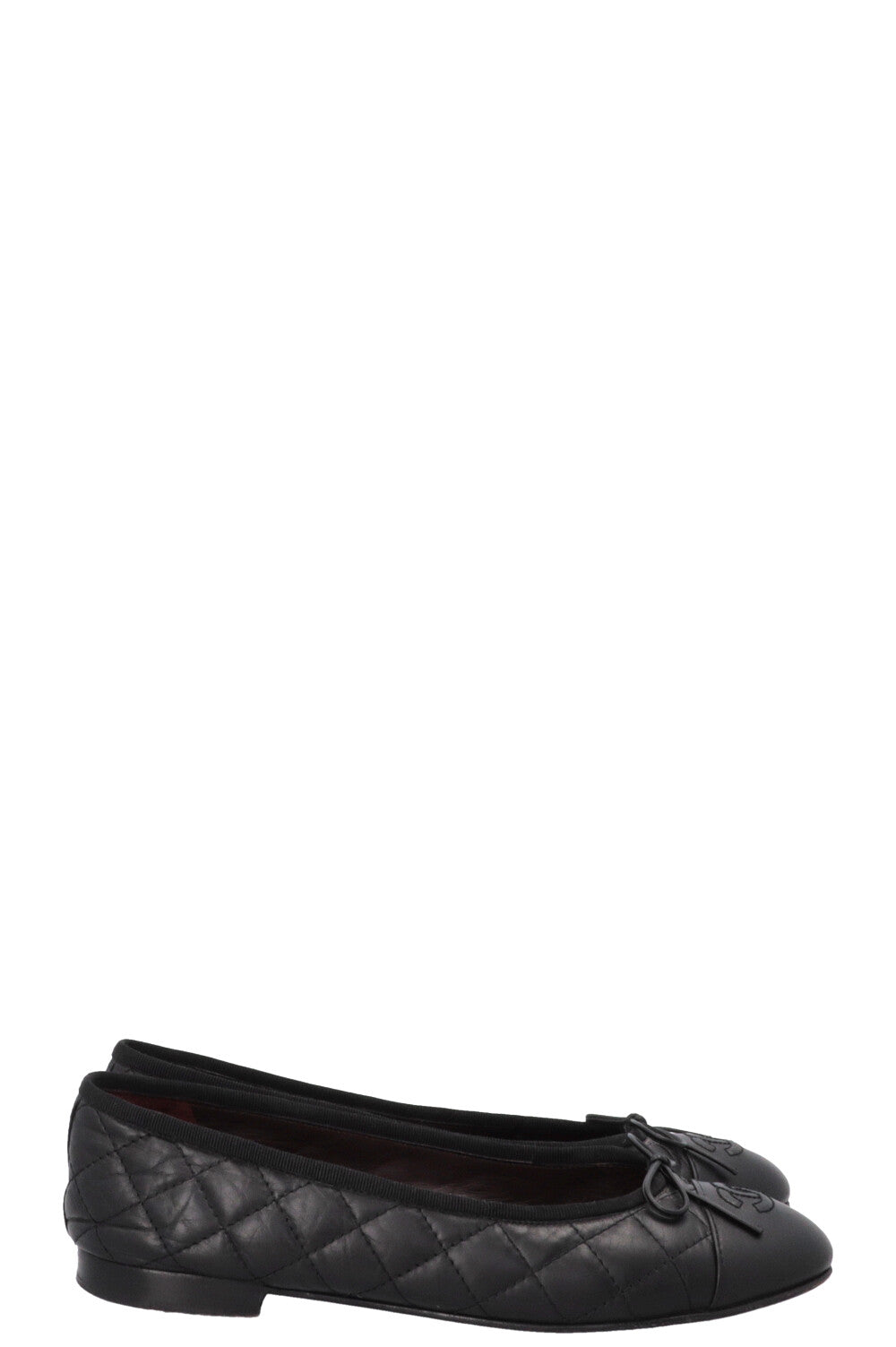 CHANEL Quilted CC Classic Ballet Flats Leather Black