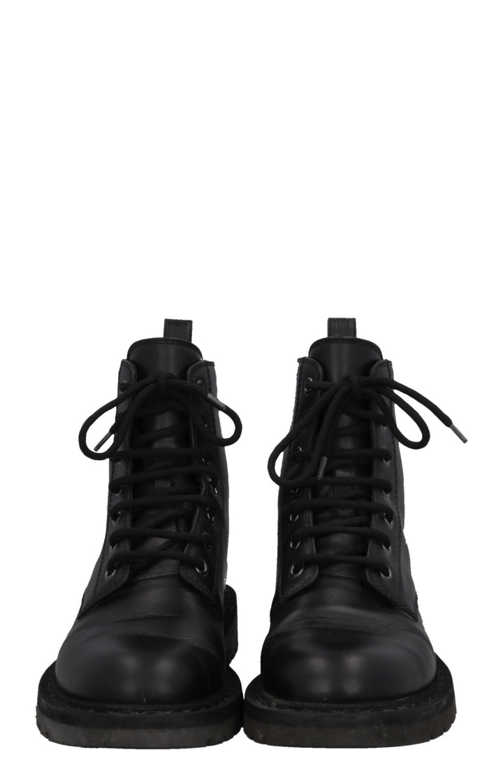 VALENTINO VLTN Logo Lace Up Ankle Boots Leather Black