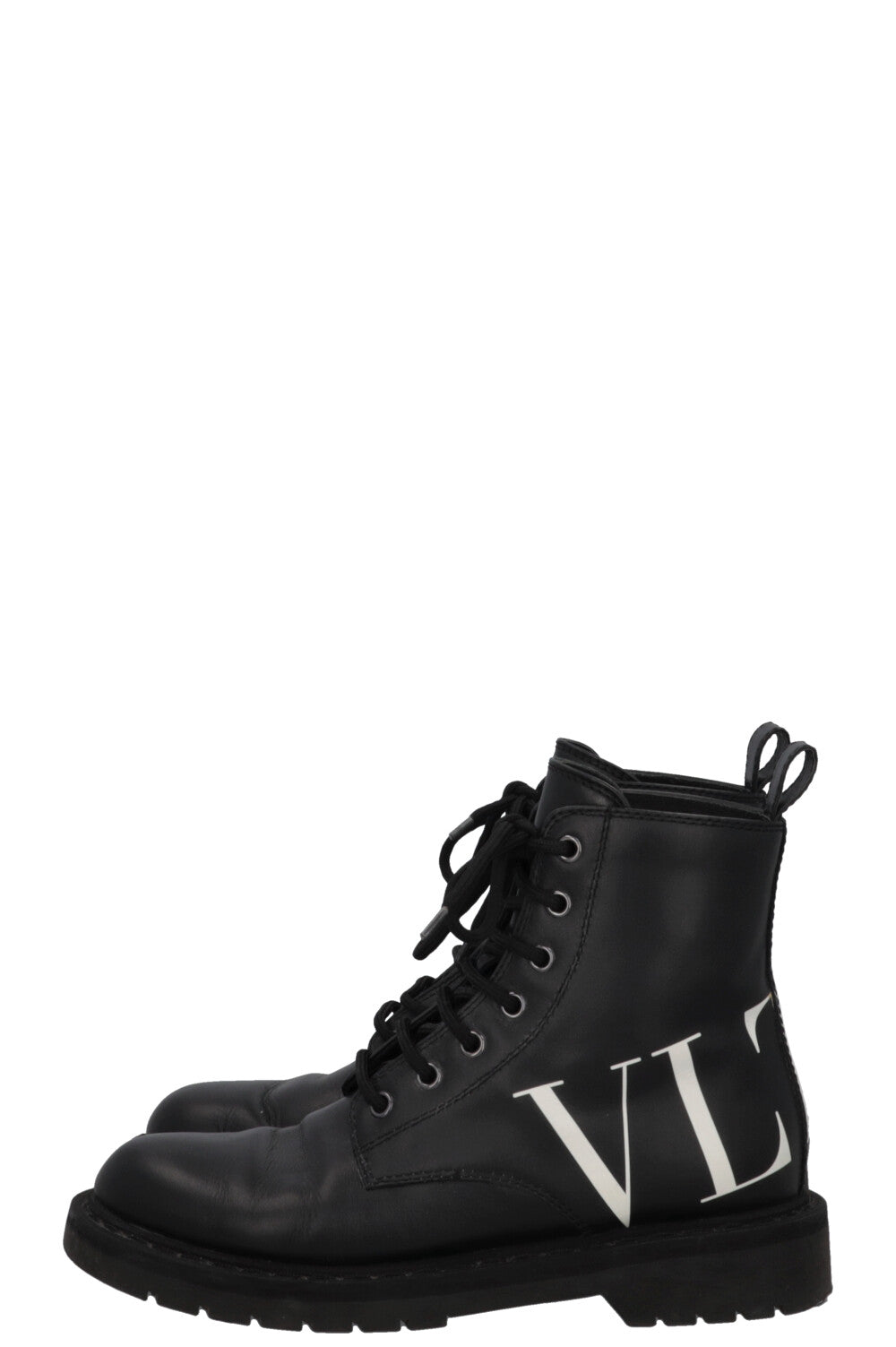 VALENTINO VLTN Logo Lace Up Ankle Boots Leather Black