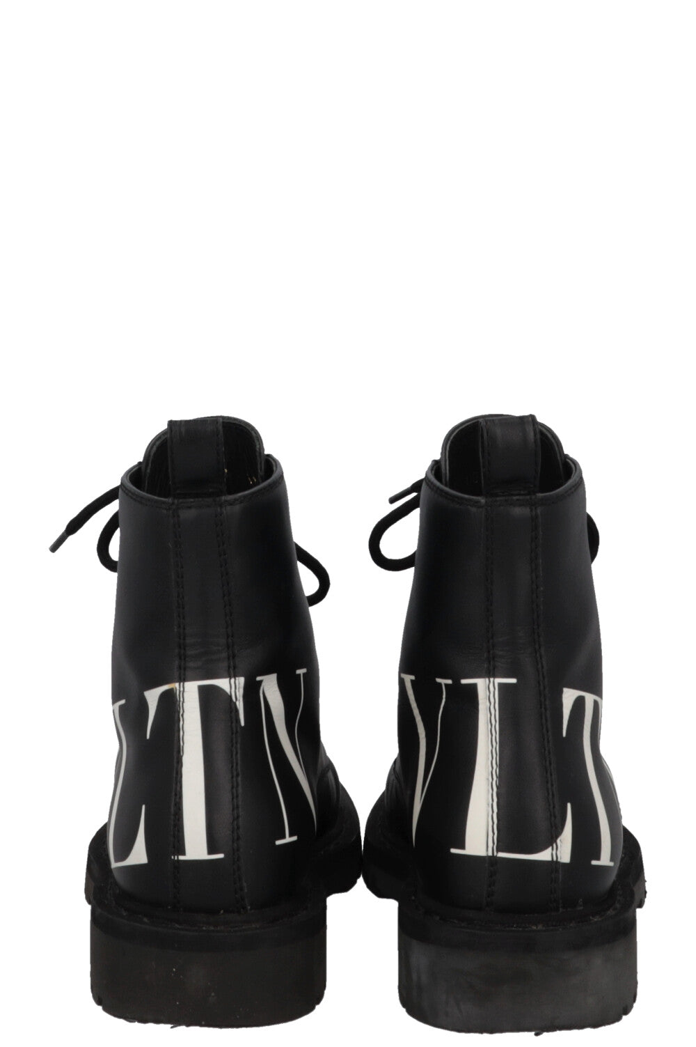 VALENTINO VLTN Logo Lace Up Ankle Boots Leather Black