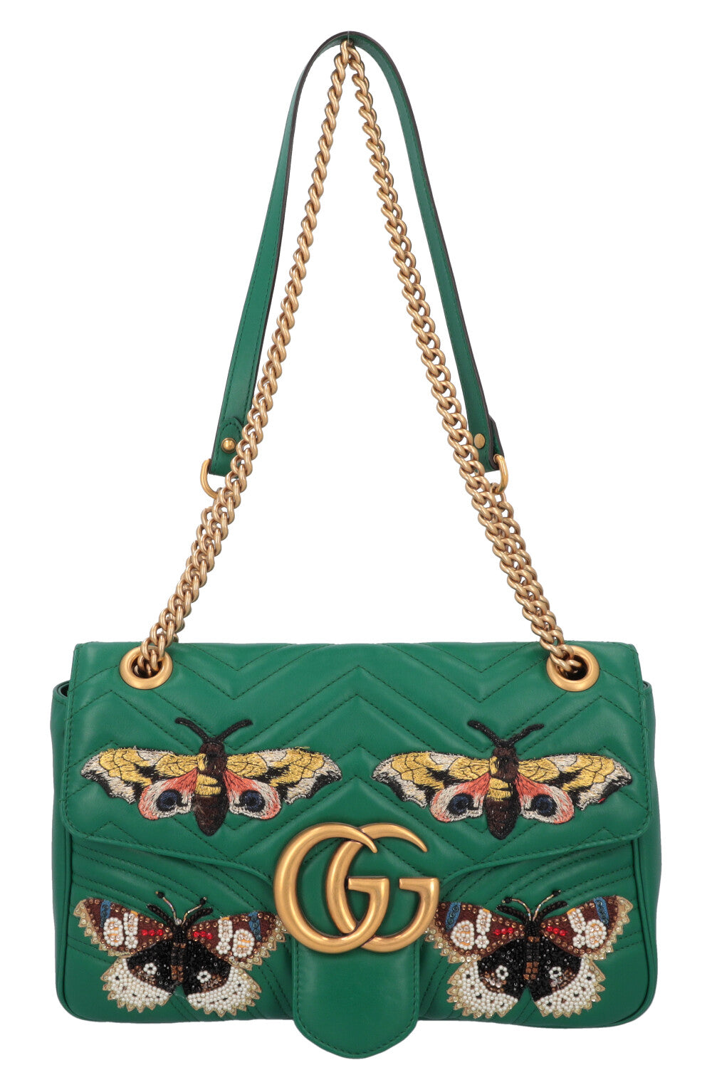 GUCCI Butterfly Marmont Bag Leather Green