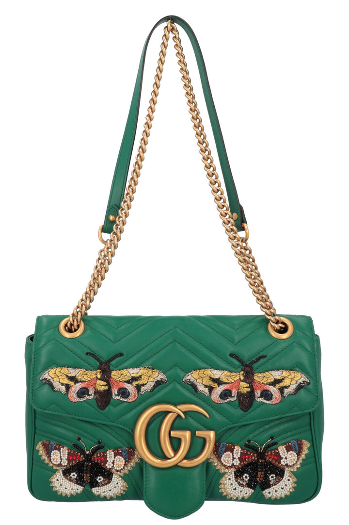 GUCCI Butterfly Marmont Bag Leather Green