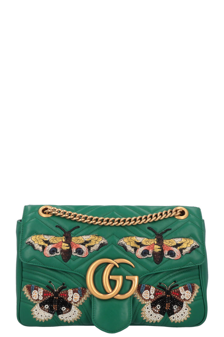 GUCCI Butterfly Marmont Bag Leather Green