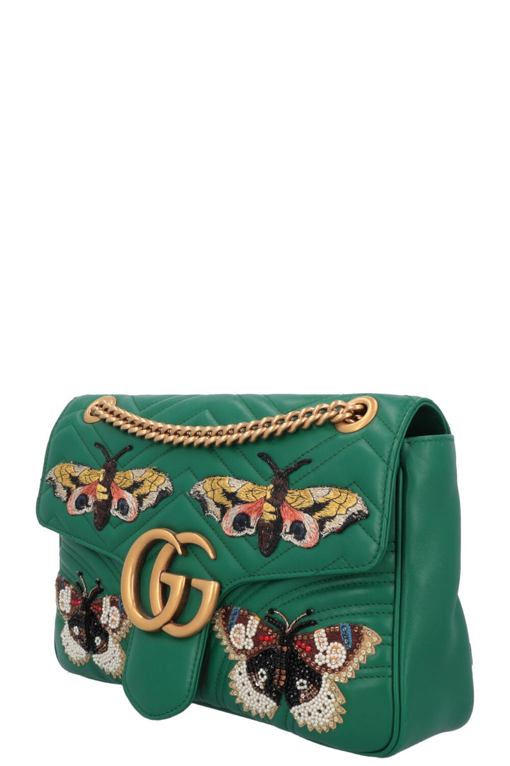 GUCCI Butterfly Marmont Bag Leather Green