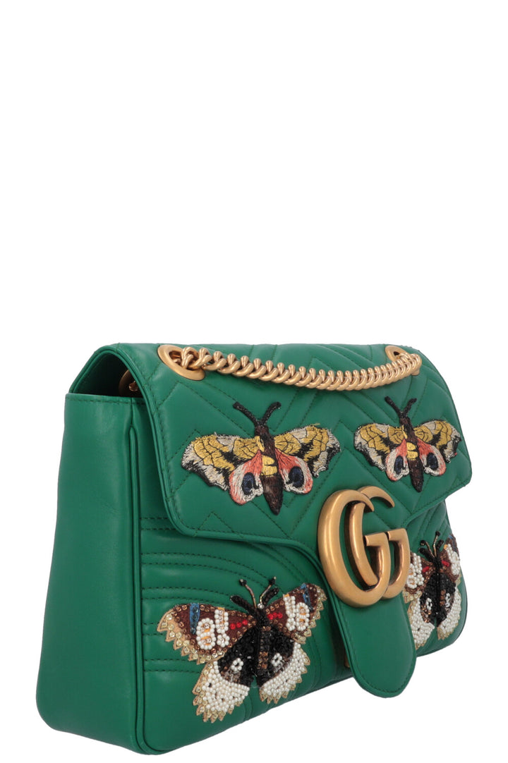 GUCCI Butterfly Marmont Bag Leather Green