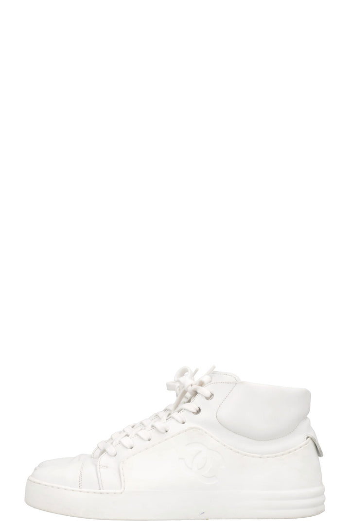 CHANEL CC High Top Sneaker White