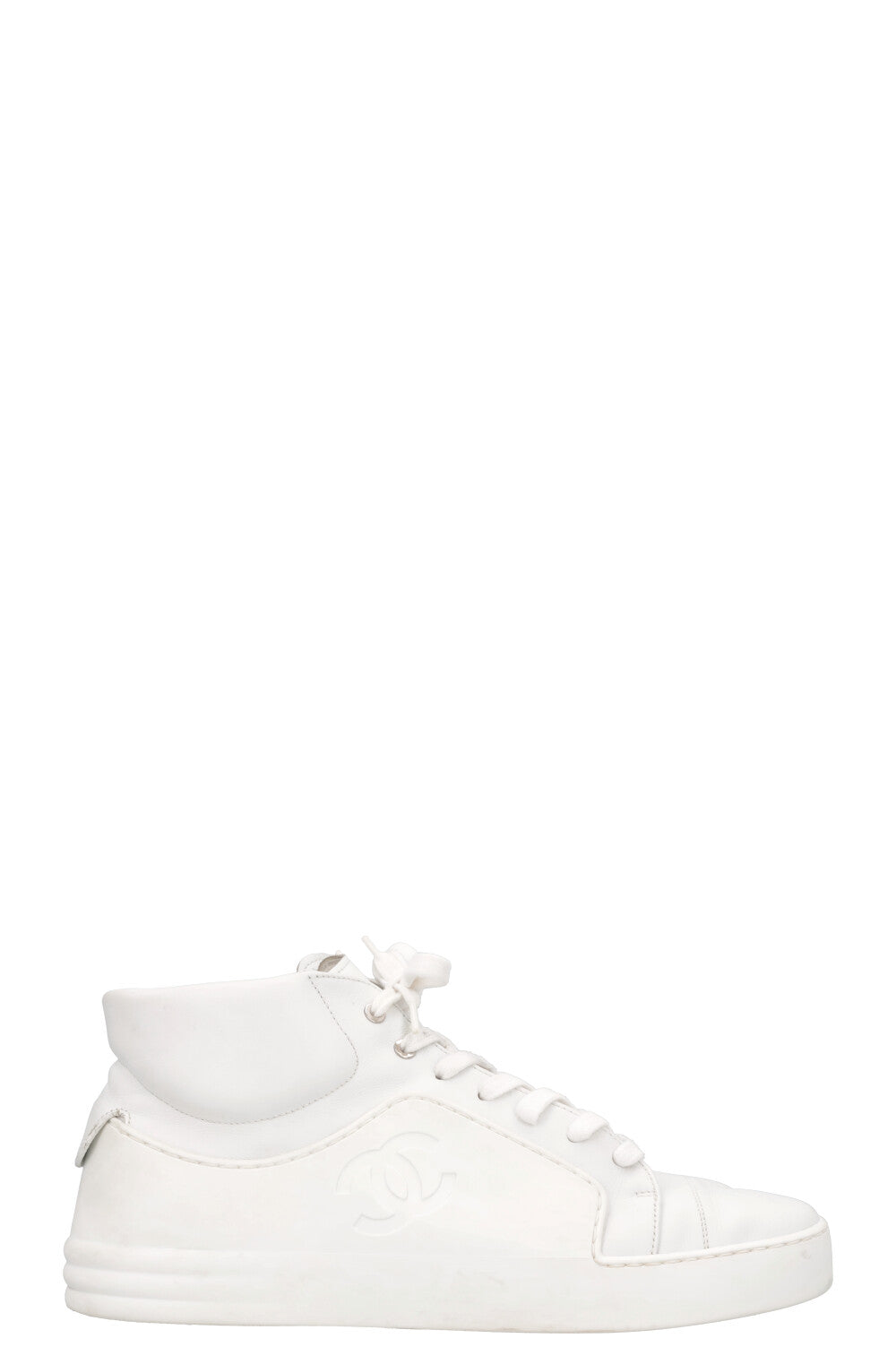 CHANEL CC High Top Sneaker White