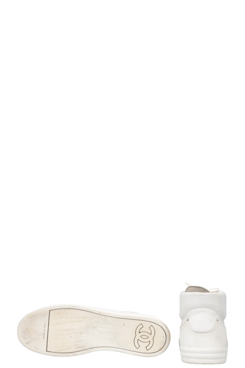CHANEL CC High Top Sneaker White