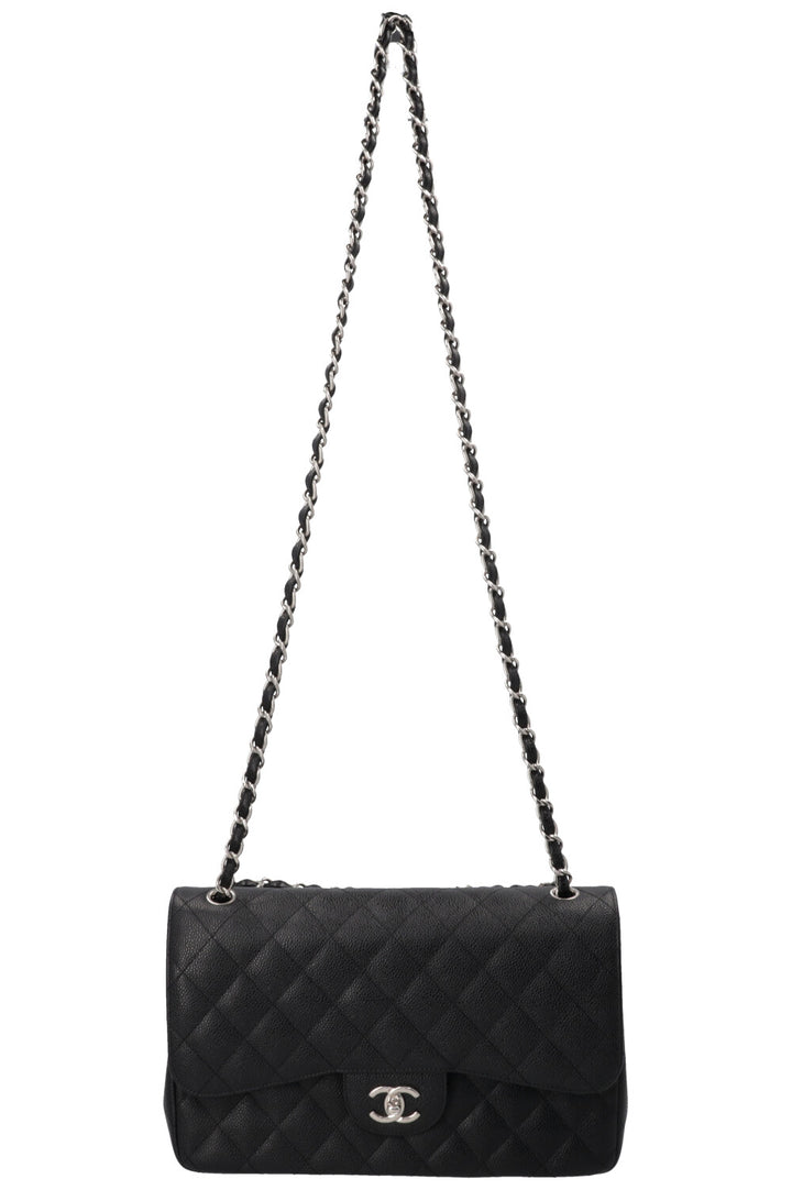 CHANEL Double Flap Bag Large Caviar Black