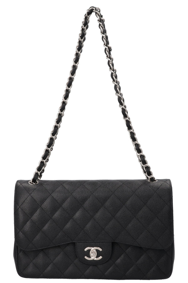 CHANEL Double Flap Bag Large Caviar Black