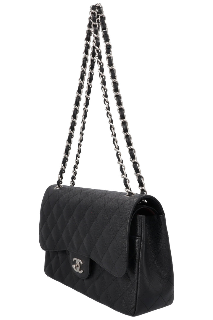CHANEL Double Flap Bag Large Caviar Black