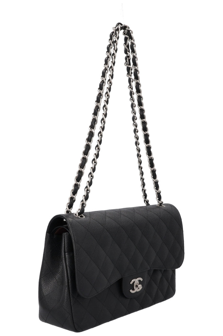CHANEL Double Flap Bag Large Caviar Black
