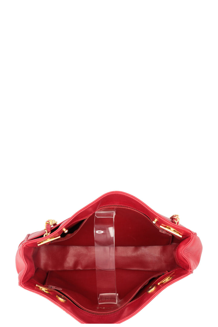 CHANEL Vintage Medallion Shoulder Bag Red