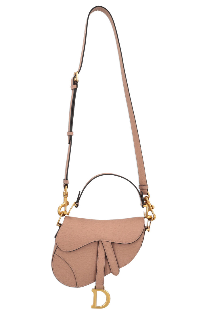 CHRISTIAN DIOR Mini Saddle Bag with Strap Taupe